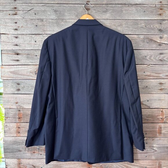 Calvin Klein Slim Fit Navy Blue Pin Stripe Blazer Suit Jacket - Size 46R - Picture 2 of 5